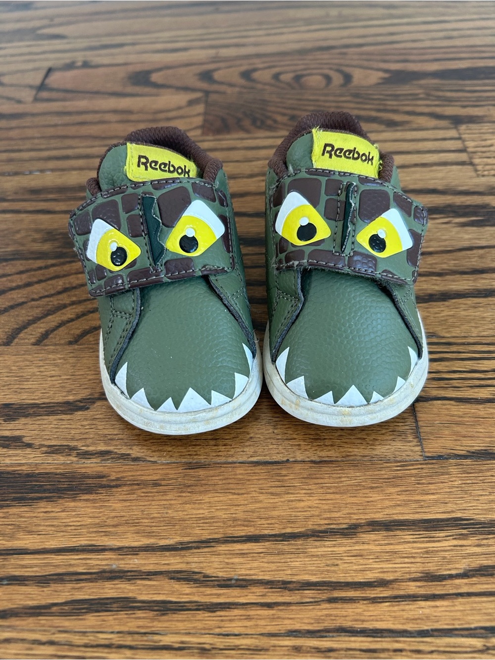 Reebok Kids Green Monster Velcro Sneakers with Yellow Eye Accents